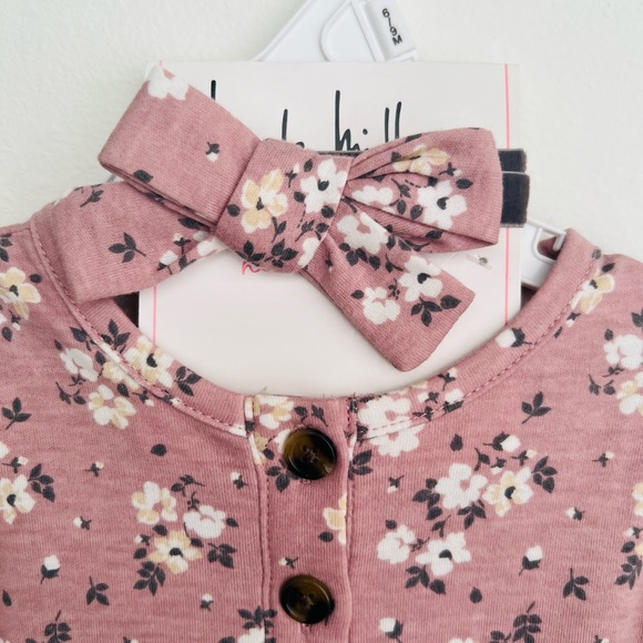 Nicole Miller Dusty Lilac Floral 2 Piece Footie Set Size 6-9 Months NWT - Picture 10 of 12